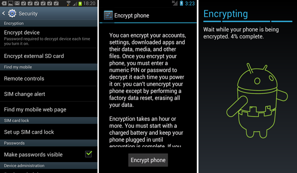 Android Device Encryption Procedure Overview