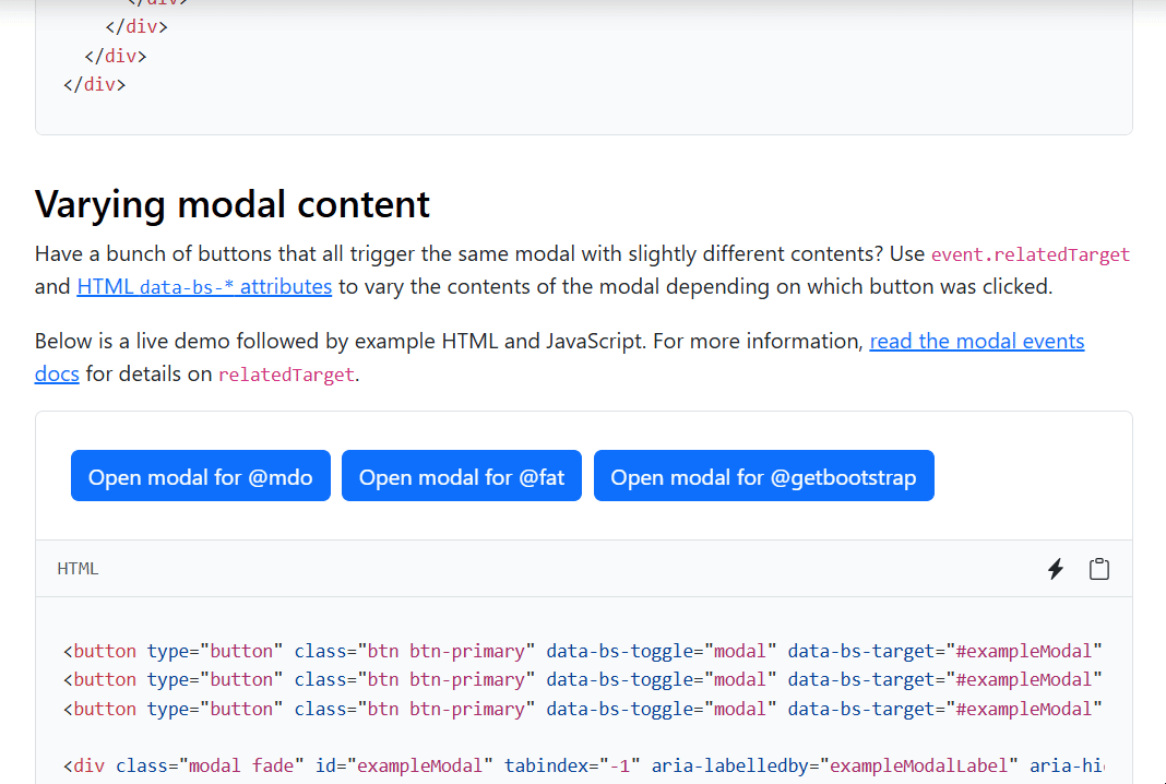 Default Bootstrap modal behavior with no auto-focus form fields.