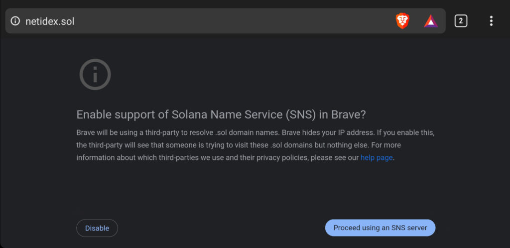 How to enable SNS support in Brave.